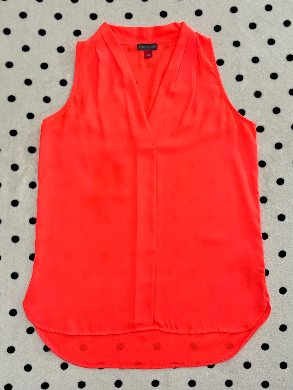 Vince Camuto Neon Coral V-Neck Sleeveless Blouse Size XS